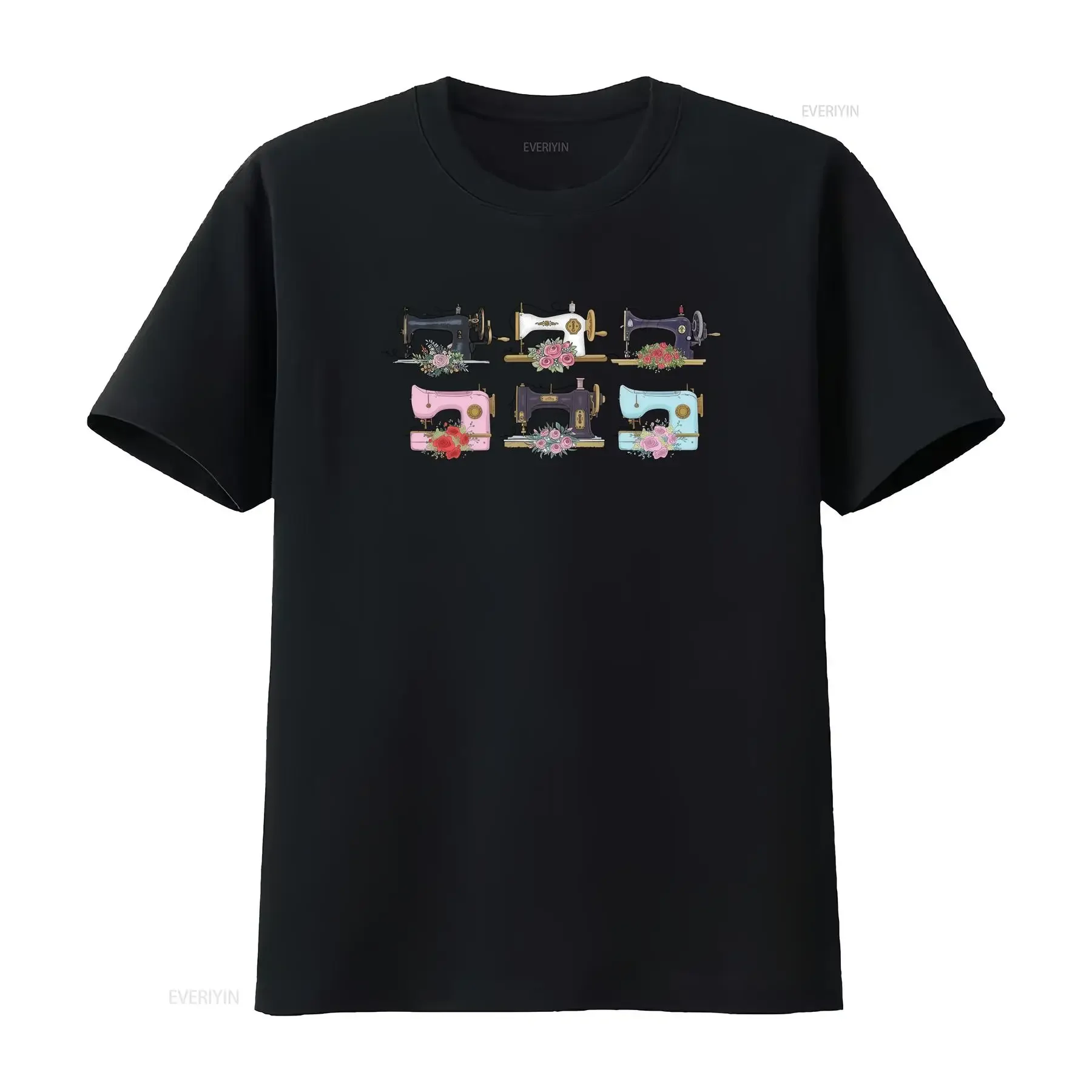 Retro Flower Sewing Machines T Shirt for Lover Crafter Mom Sewciopath Knitting Enthusiast vintage Washed fashion