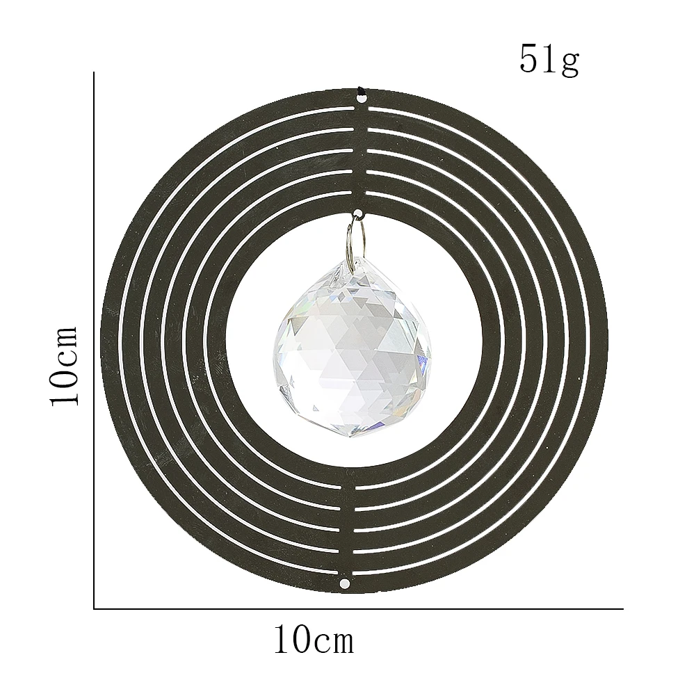 Lighted Ball Windmill Suncatcher Metallic Circle Weathervane Crystal Curtain Charms Garden Bird Repellers Hanging Decorations - view 6
