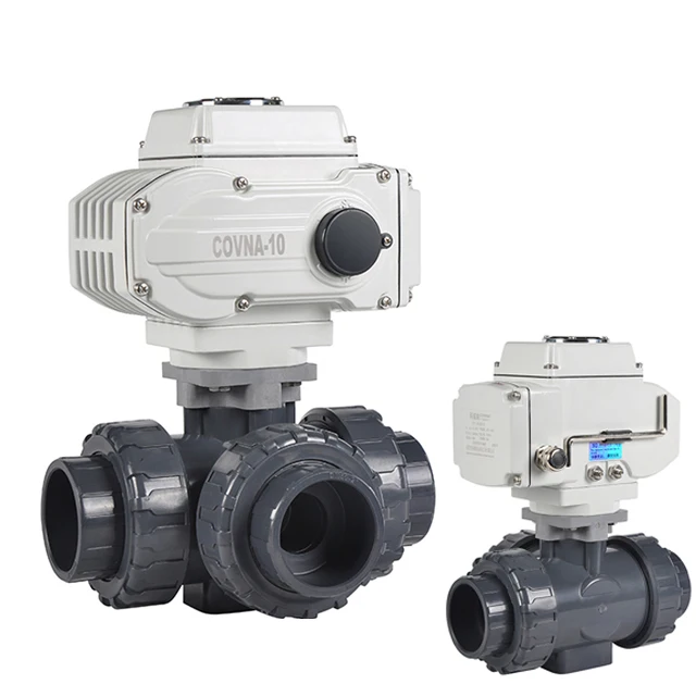 COVNA Motorized Valves 2way 3 Way 12 Volt PVC T Port L Port 2 inch electrovalvulas Electric Actuator Ball Valve