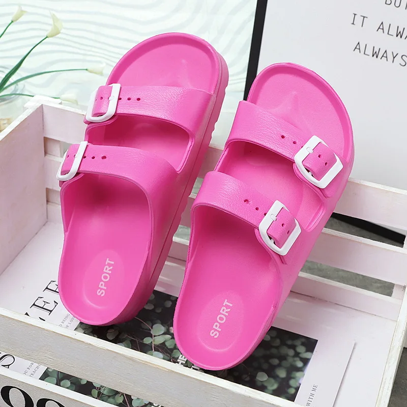 Thick Platform Cloud Slippers Women Fashion Buckle Soft Sole Pillow Slides EVA Sandals Woman Summer Beach Non-Slip Flip Flops