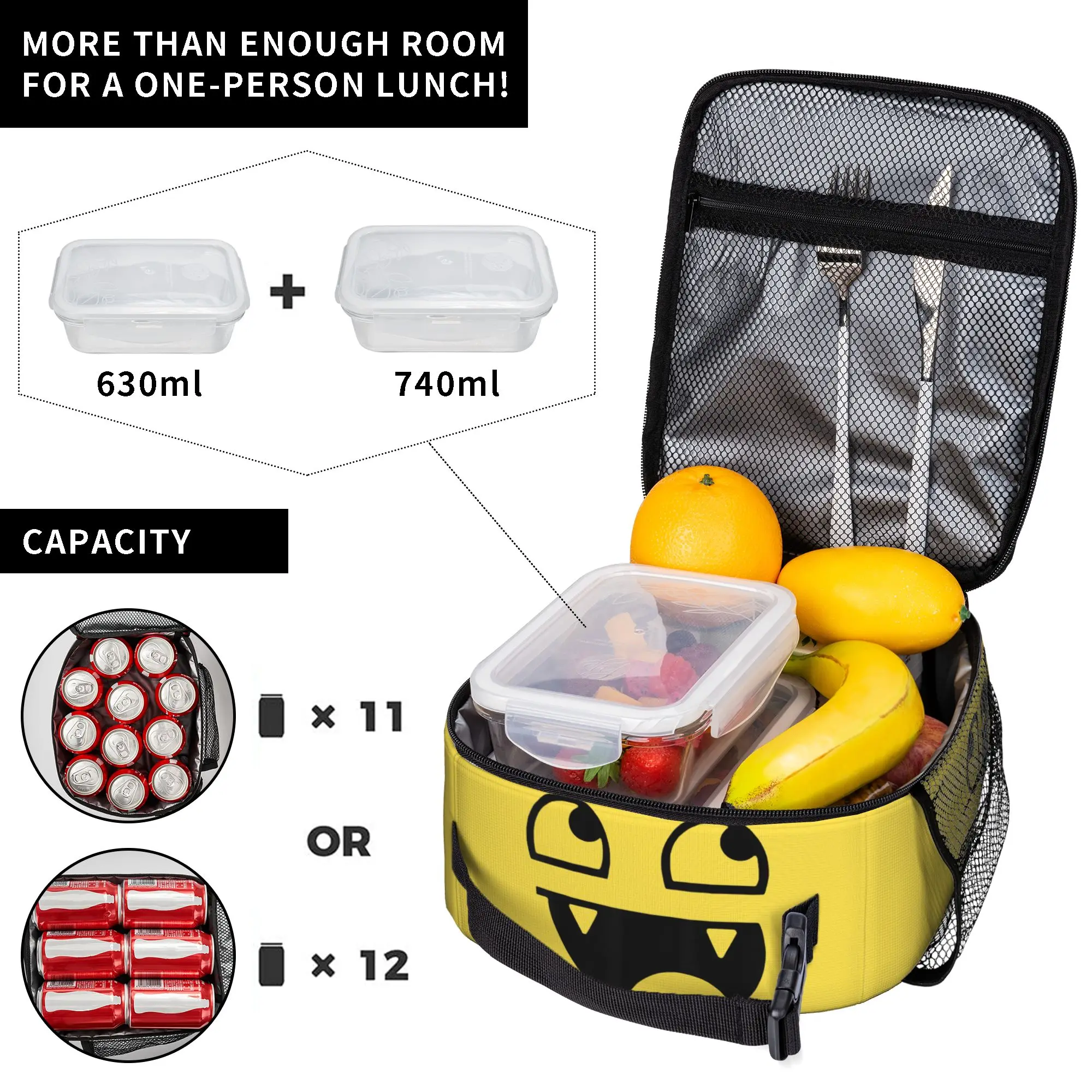 Epic Face Meme Y2K Vampire Emo Carry Thermal Cooler Bag Funny Reusable Insulated Lunch Bags Unique Design Storage Box For School
