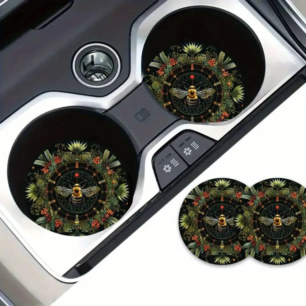 Flower Picking Bee EVA Car Coasters Nature Insect Pattern New Year Christmas Engagement Gift
