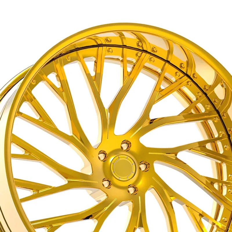 2-piece Deep Lip Dish Forged Wheels 18 19 20 21 22 23 24 26 Inch Custom Design Golden Aluminium Alloy Forged Rims for Jeep
