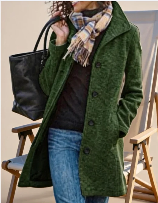 Thickened Woolen Coat For Women Lightweight Single Breasted Lapel Mid Length Trench 2026 Autumn Winter Oversized Windbreaker
