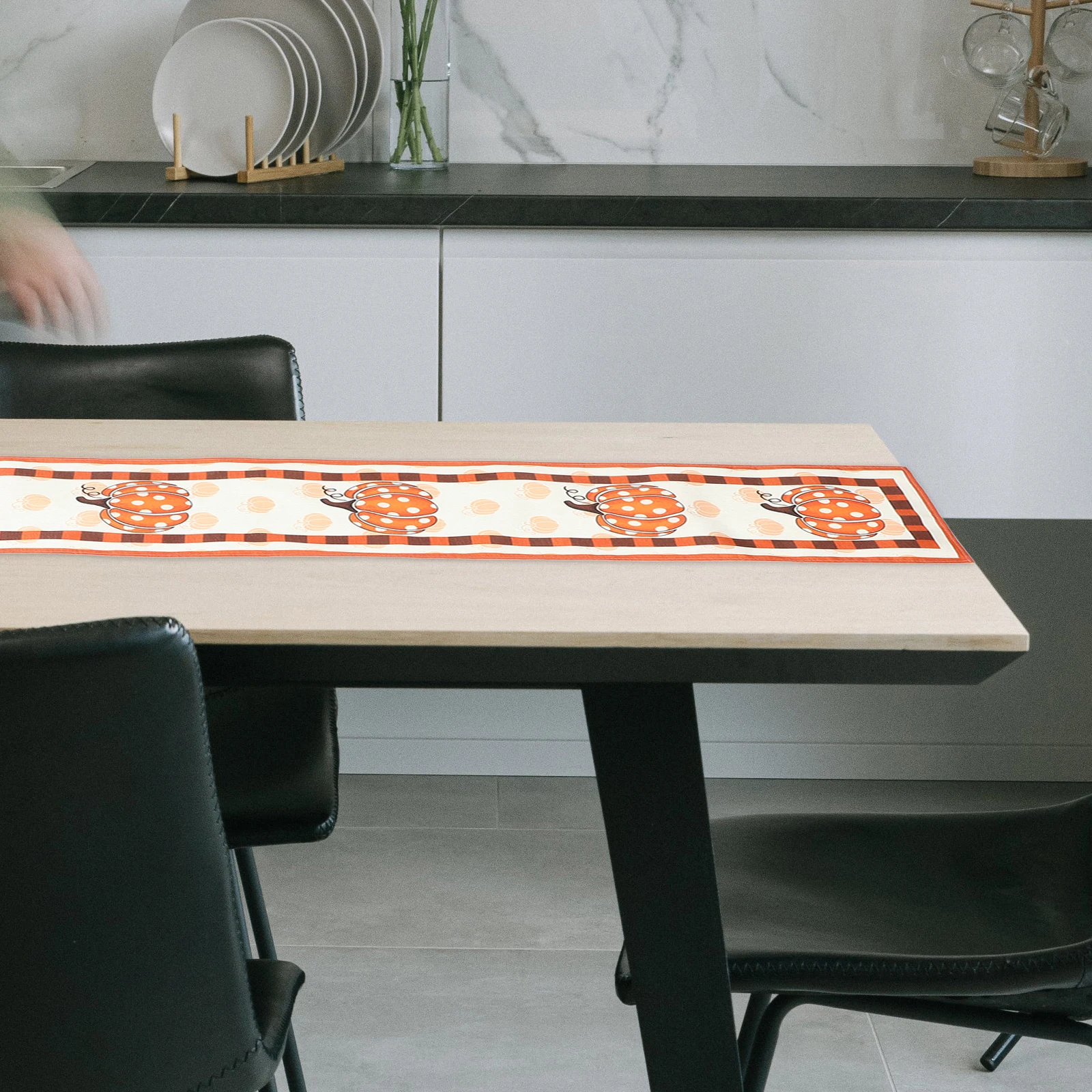 

Pumpkin Printed Table Runner Fall Autumn Decor Thanksgiving Holiday Party Kitchen Living Room 24x72inch