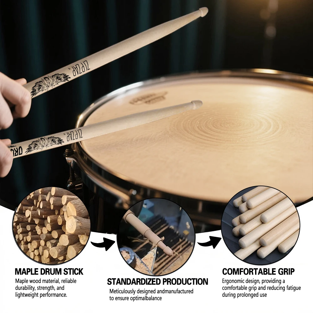 5A ไม้เมเปิลกลอง Sticks Eagle รูปแบบคลาสสิกคุณภาพสูง Drumsticks สําหรับผู้ใหญ่และผู้เริ่มต้น