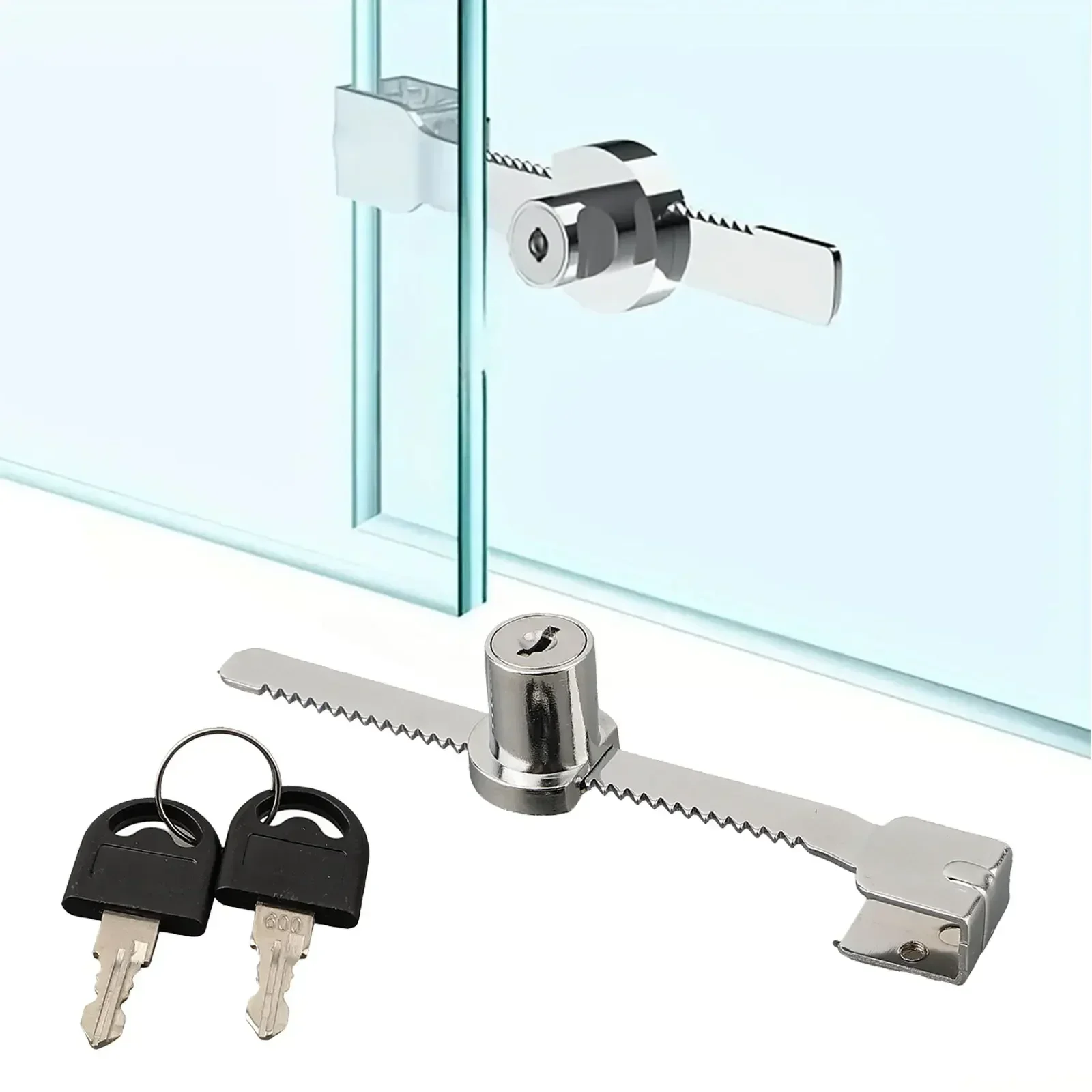 

Sliding Glass Door Ratchet Lock With Chrome Finish, Keyed Alike, Drawer Display Case Showcase Security Locks 5 Pack With 10 Keys