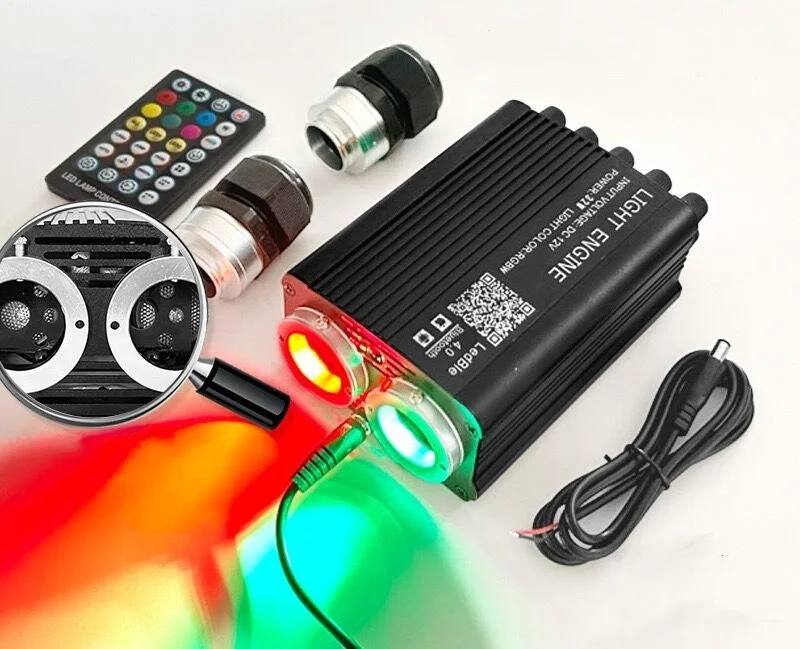 26W Dual ports RGBW Starlight Headliner Fiber optic Light engine Twinkle&Meteor Star Effect App remote control Music Sync PMMA