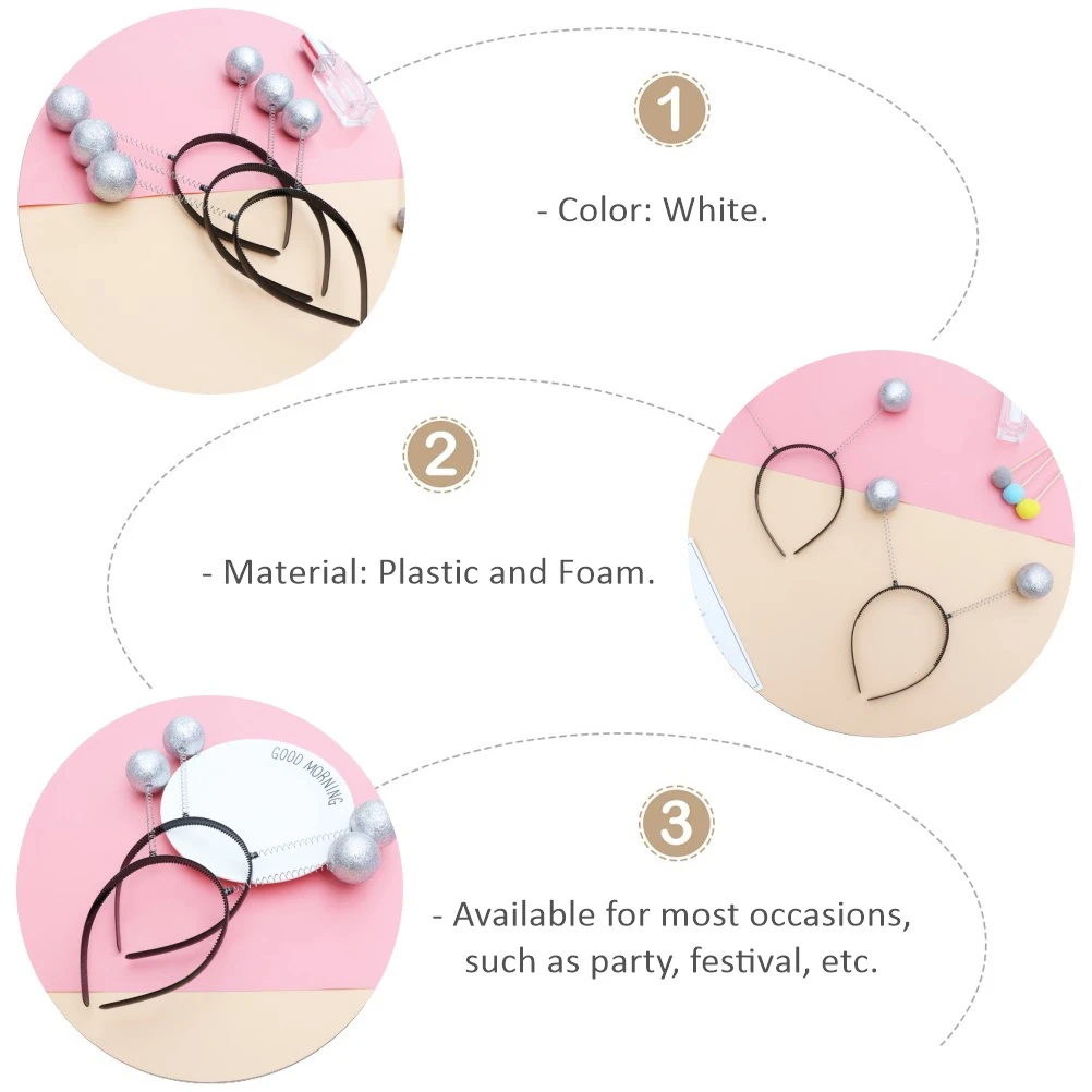 

5 Pcs Foam Ball Hair Hoops Fashion Accessories Girls Headdress Lightweight Comfortable Party Festival Hair Band
