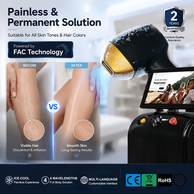 2026 Diode Ice Point Painless Laser Hair Removal Device 4 wavelengths Supports local shipping from three overseas warehouses CE