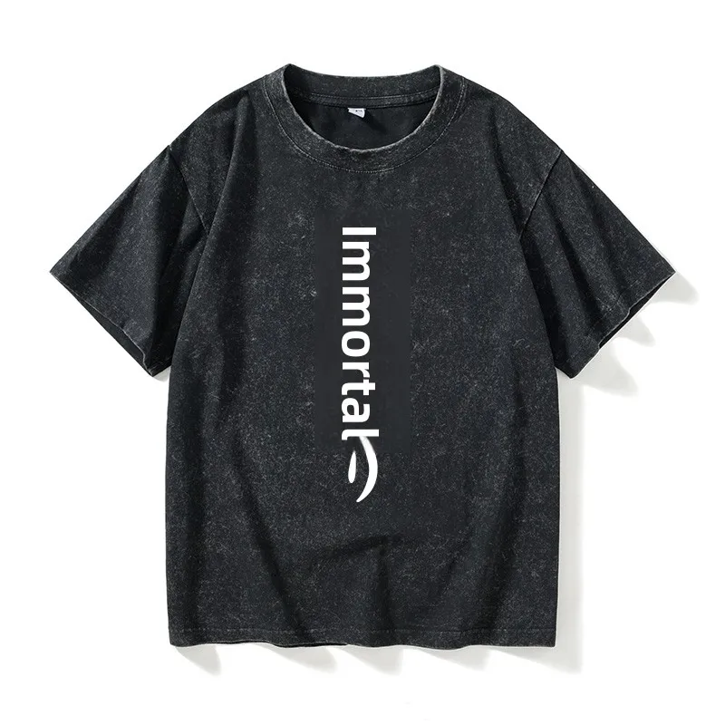

Loose Fit PS4 YOKAI WOLF Text Gng irt ort Sve round Ne T-irt Casual Comfortable Cotton Top for Men And Women