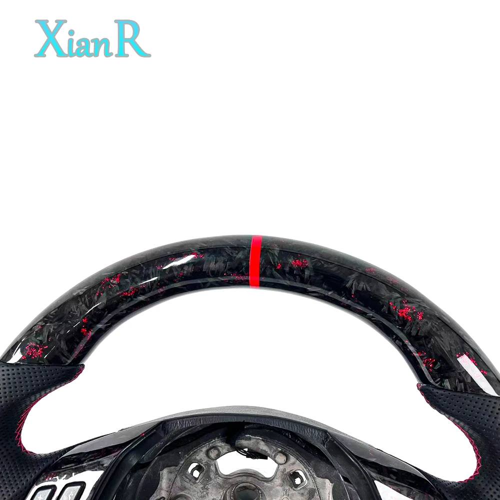 Red Forged Carbon Fiber Racing Steering Wheel Black Perforated Leather for BMW E90 E91 E92 E93 E60 E70 view 2