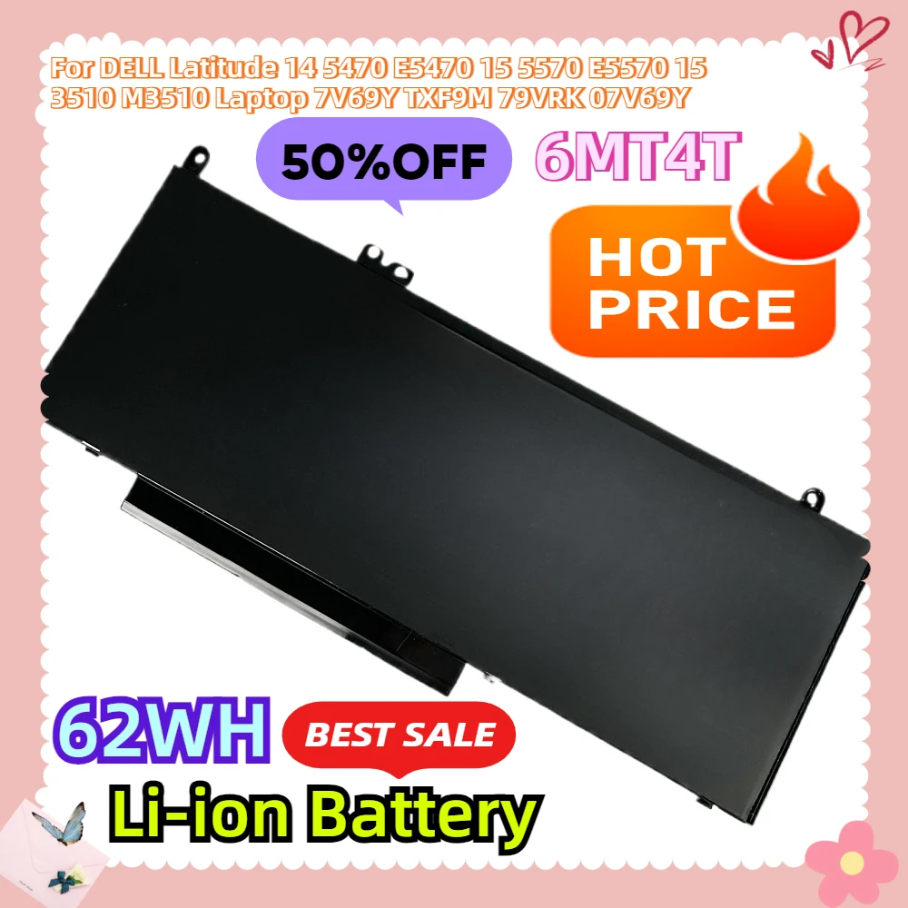 

For DELL Latitude 14 5470 E5470 15 5570 E5570 15 3510 M3510 Laptop 7V69Y TXF9M 79VRK 07V69Y New 6MT4T 7.6V Li-ion Battery