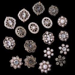 5 Pcs Rhinestone Pearl Flower Plate Diamond Button Jewelry Scarf For Hair Accessories DIY Decorative Clothing Handmade Material