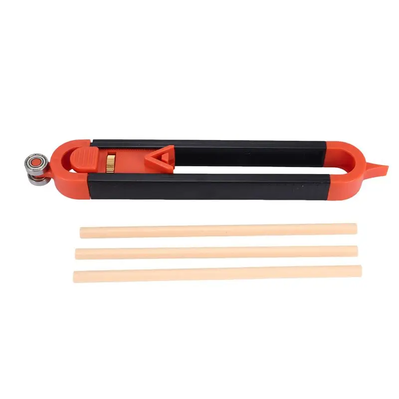 AT05-Contour Measuring Tool With Lock For Pencil - Wood Scribe Tool Edge Corner Measuring Profile Duplicator With 3 Pencils