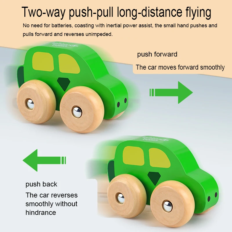 Baby Wooden Toys Cute Cartoon Fruit Sliding Car Pull Back Car Vehicle Kids Mini Traffic Inertia Car Children Gifts
