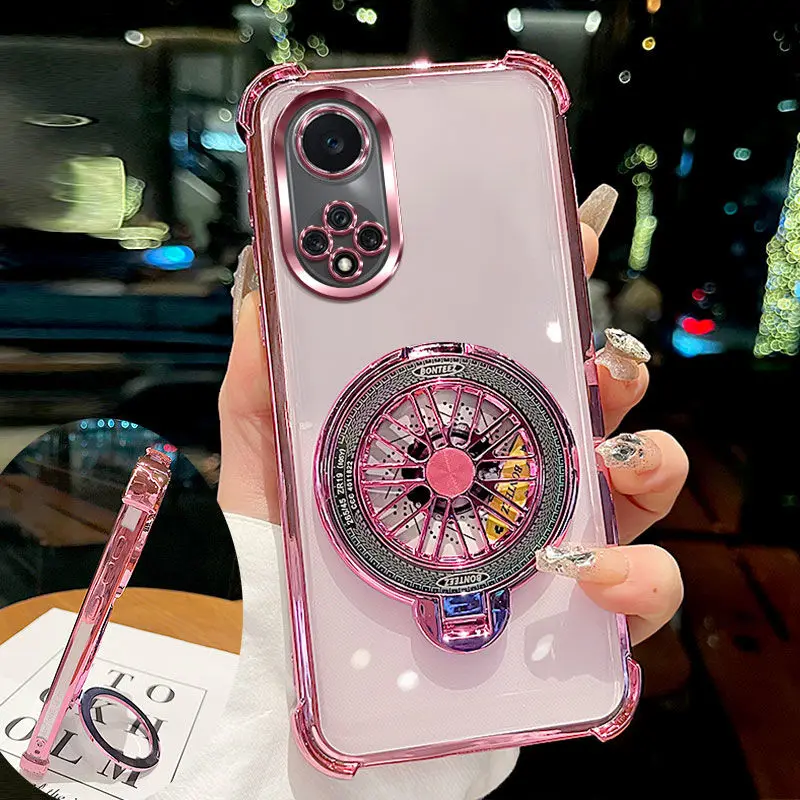 Glitter Shockproof Plating Gyro Bracket phone holder Case on For Honor 50 Huawei Nova 9 back Stand C