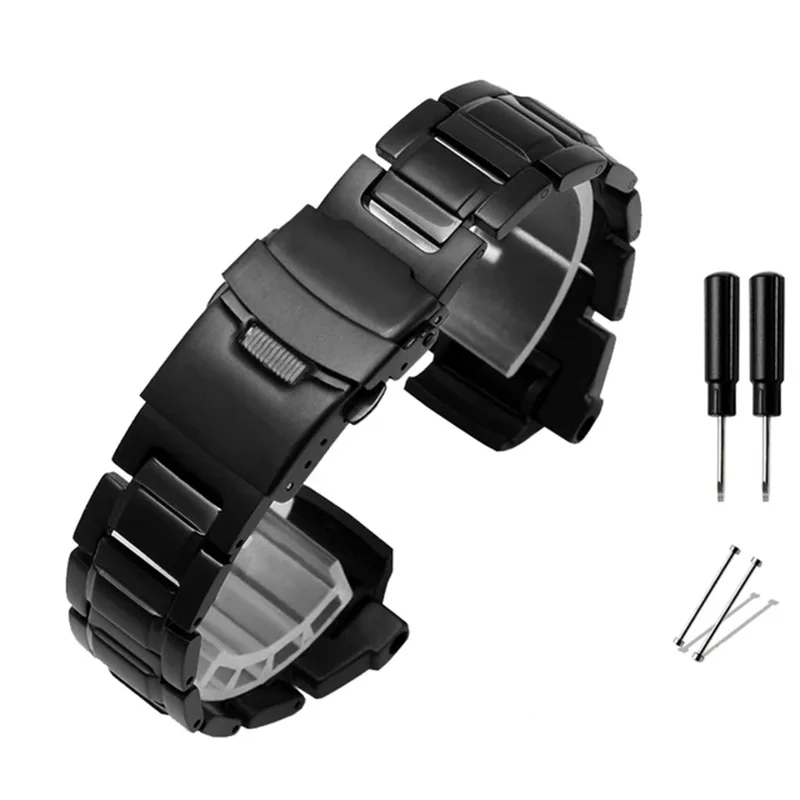 Black stainless steel watch band For Casio G-SHOCK Series 5121 GW-3000/3500/2000 G-1000 men's watch strap replacement bracelet