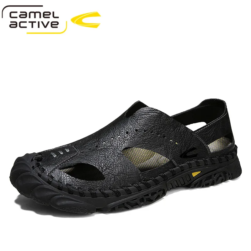 

Camel Active New Men's Sandals Summer Hollow Leather Male Soft Venting Elastic Middle-aged Business Non-slip Casual Shoes