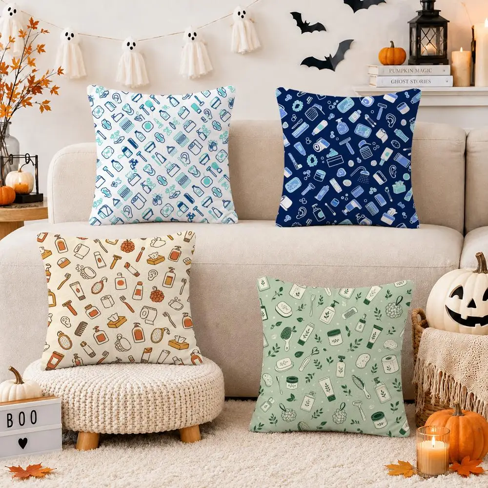 Line Baby Accessories Seamless Cushion Cover Short Plush Double Sided Printed Soft Pillow Case Home Sofa Decor Festival Gifts