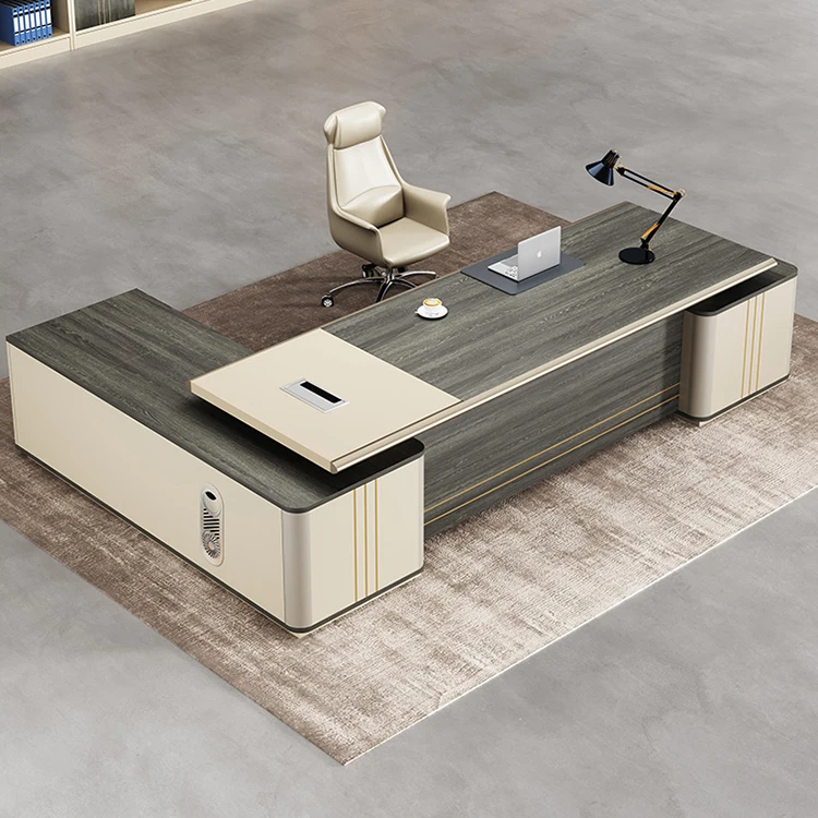 

❀zz Designed Luxury CEO Desk for Home Office Mdf Melamine Wooden Veneer Manager Executive Desk with Extendable Feature^