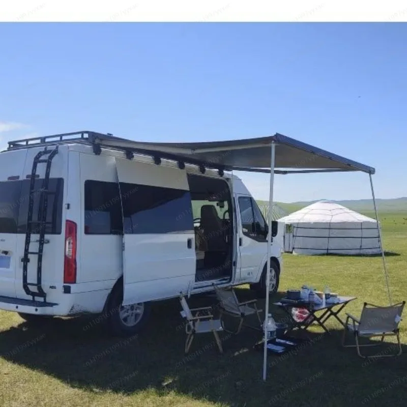 Manual Crank Retractable RV Side Awning, Heavy‑Duty Wind‑Resistant Side Canopy for Maxus V80 V90 Camper Van RV Conversion