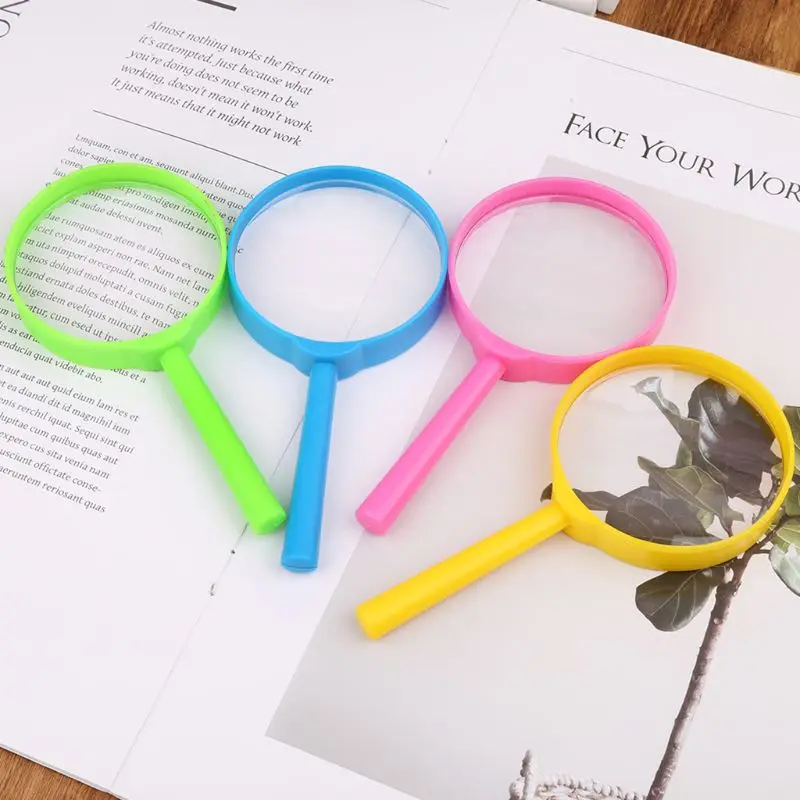 Magnifying Glass Portable Handheld Magnifier 60mm 3X/5X Colorful Reading Loupe Lens Kids Toy Gift Teaching Supplies