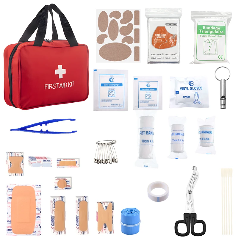 طقم الإسعافات الأولية للسفر 172 قطعة ينظف ومعالجتها ويحمي معظم الإصابات وهو جاهز للاستخدام في حالات الطوارئ في المنزل وفي الخارج
