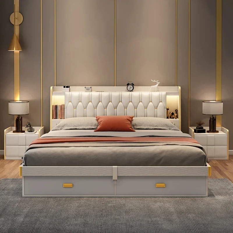 

Double Bed Frame House Luxury Organizer Queen Size Bed Adults Tatami