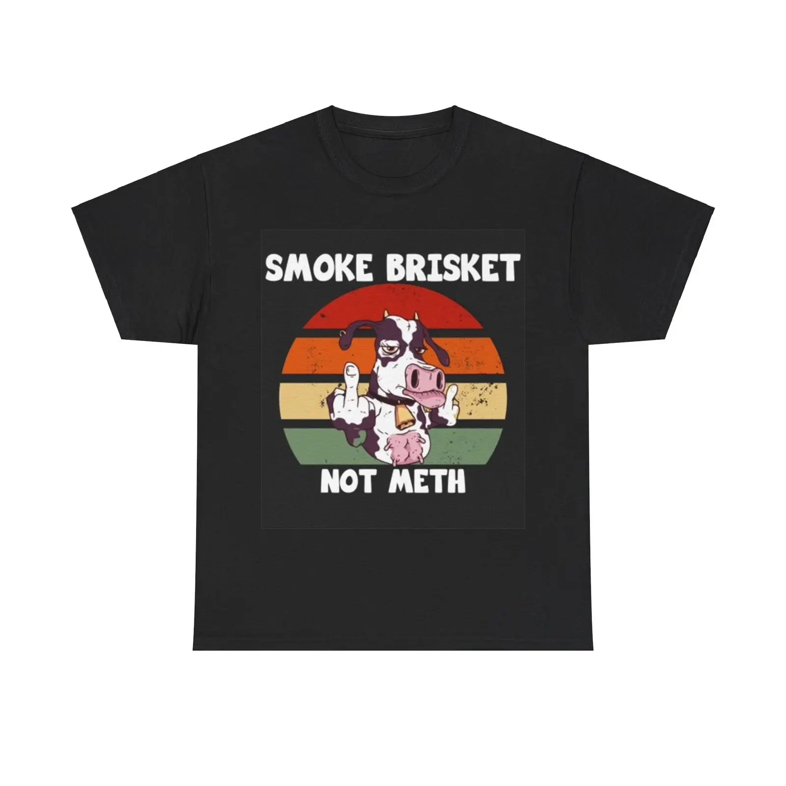 Smoke Brisket Not Meth T Shirt Funny BBQ Cow Heavy Cotton