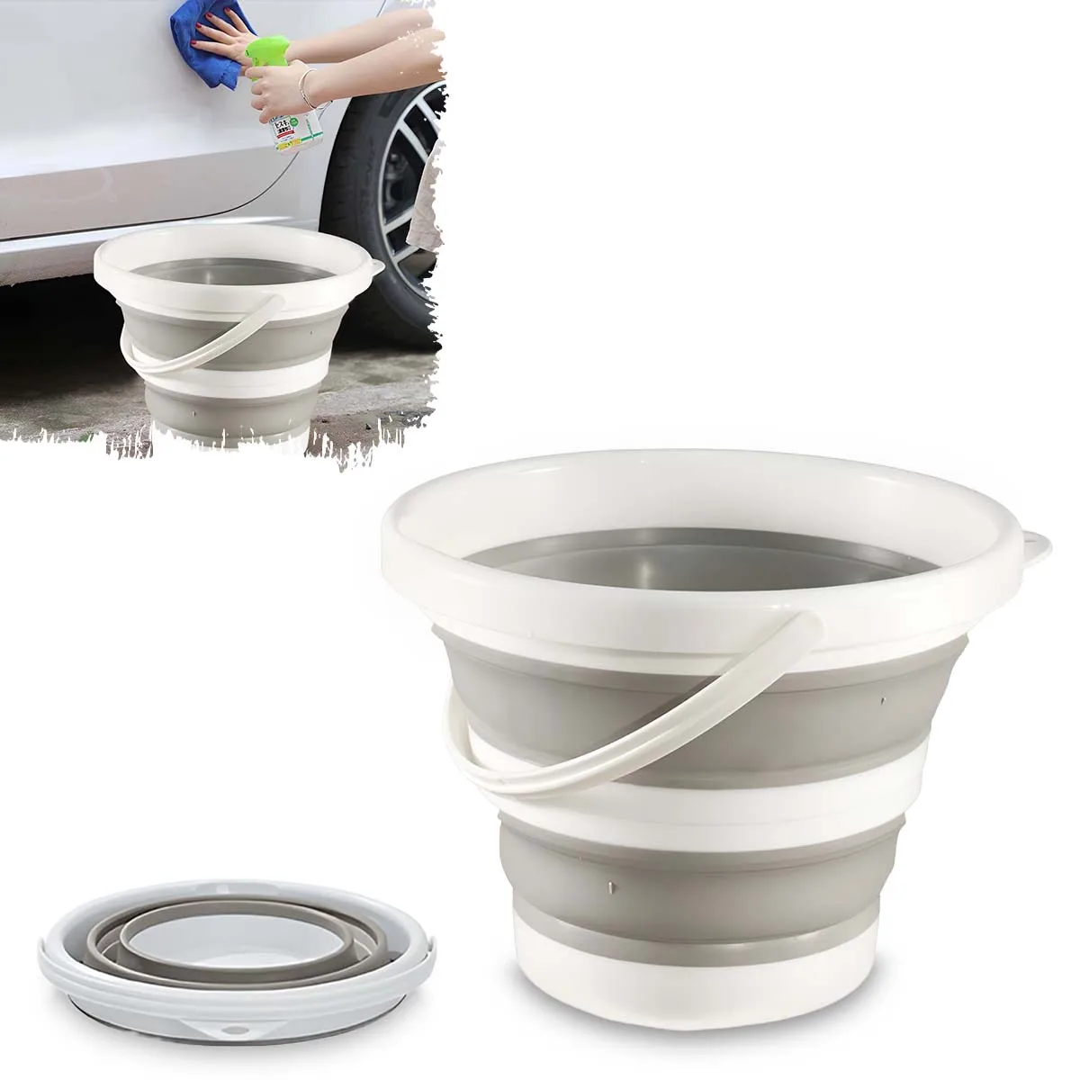 دلو محمول قابل للطي، دلو سيارة من بلاستيك السيليكون، دلو صيد خارجي للأطفال، دلو متعدد الوظائف للسفر إلى المنزل #1