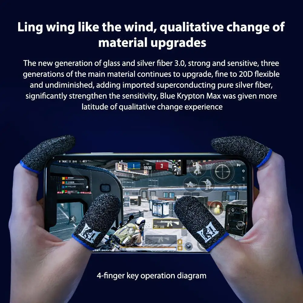1Pair Gaming Finger Cover Sweatproof Touch Screen Shoot Aim Finger Cot Breathable Fingertip Cover Thumb Gloves for Mobile Gaming