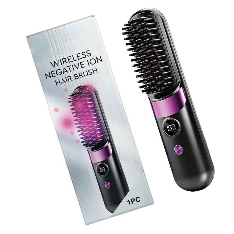 

Cordless Hair Straightener USB Rechargeable Straightening Brush 4 Temp Settings Rechargeable Straight Hair Comb