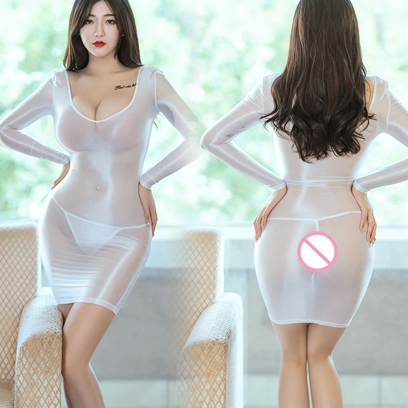 

Прозрачное эротическое платье для взрослых, новое дышащее сексуальное облегающее эластичное блестящее платье с длинными рукавами, интимное белье для пар