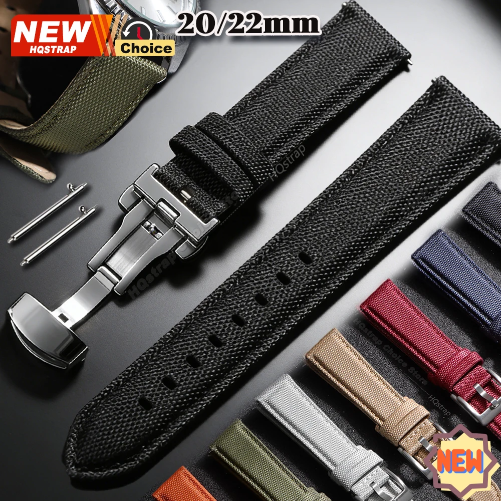 Schmetterlingsverschluss Wasserdichtes Segeltuch-Uhrenarmband Nylon-Uhrenband mit Dornschließe Armband für Omega Business-Uhrenband für Seiko