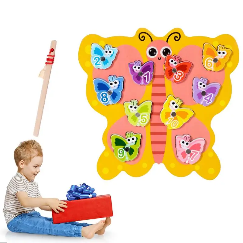 Kids Fishing Toy Cute Cartoon Butterfly Shape Fishing Game Fine Motor Skill Toys Fishing Pole Toy Preschool Toy Family Game For