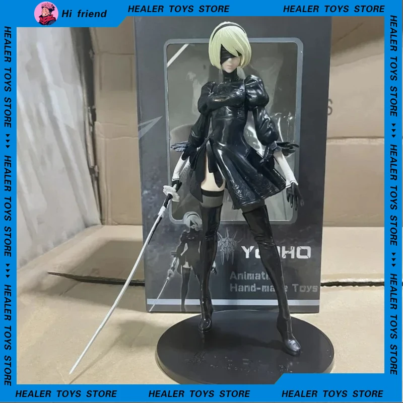 Original Nier Automata Anime Figure Hunter 2b Yorha No.2 Type B 33cm Two Head Statue Decor Collection Model Doll Toy Gift Kids