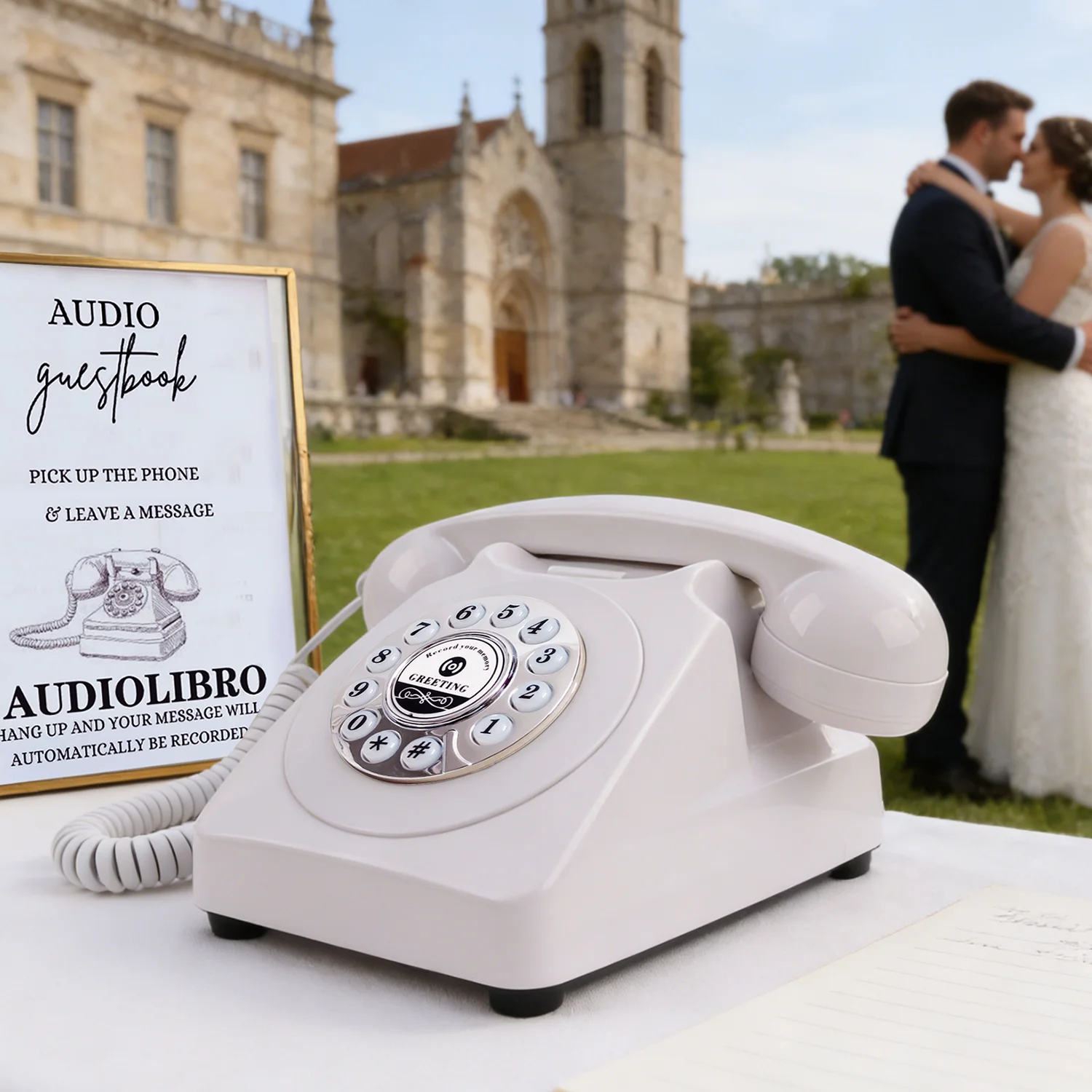 Audiolibro Guestbook phone Voice Guest Book Wedding Classic Styl RetroTelephone for Wedding Retirement Graduation Birthday Party