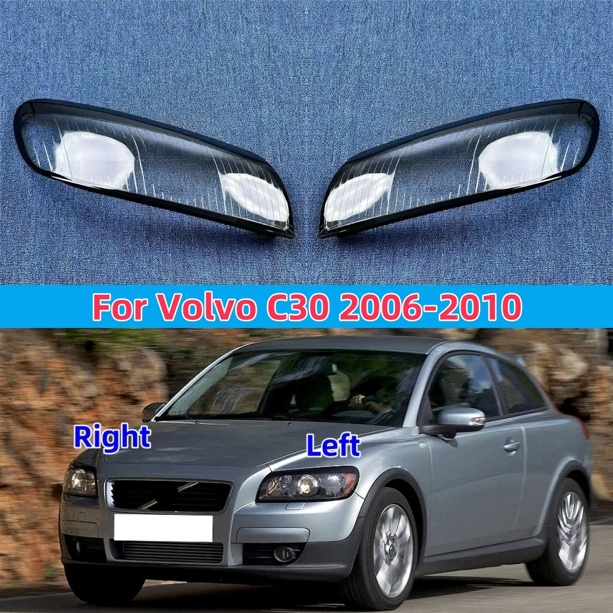 

For Volvo C30 2006 2007 2008 2009 2010 Car Headlight Shell Cover Replacement Headlamp Lens Headlight Glass
