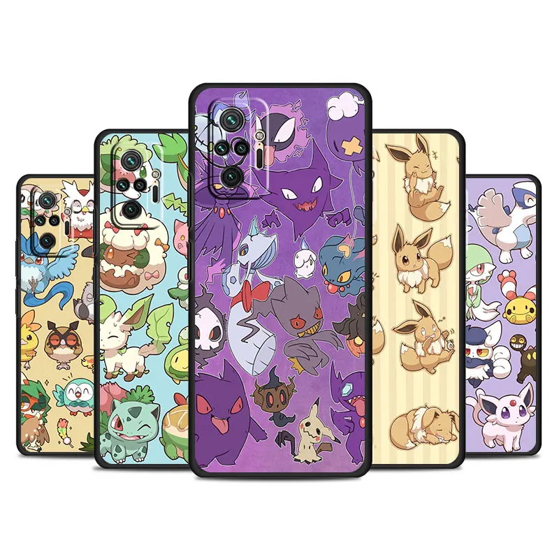 Case For Xiaomi Redmi Note 11 10 13 12 Pro 10S 11S 9S 8 8T 7 12C 9A 9C 9T 10C K40 Soft Funda Phone Cover Pokemon Gengar Eevee