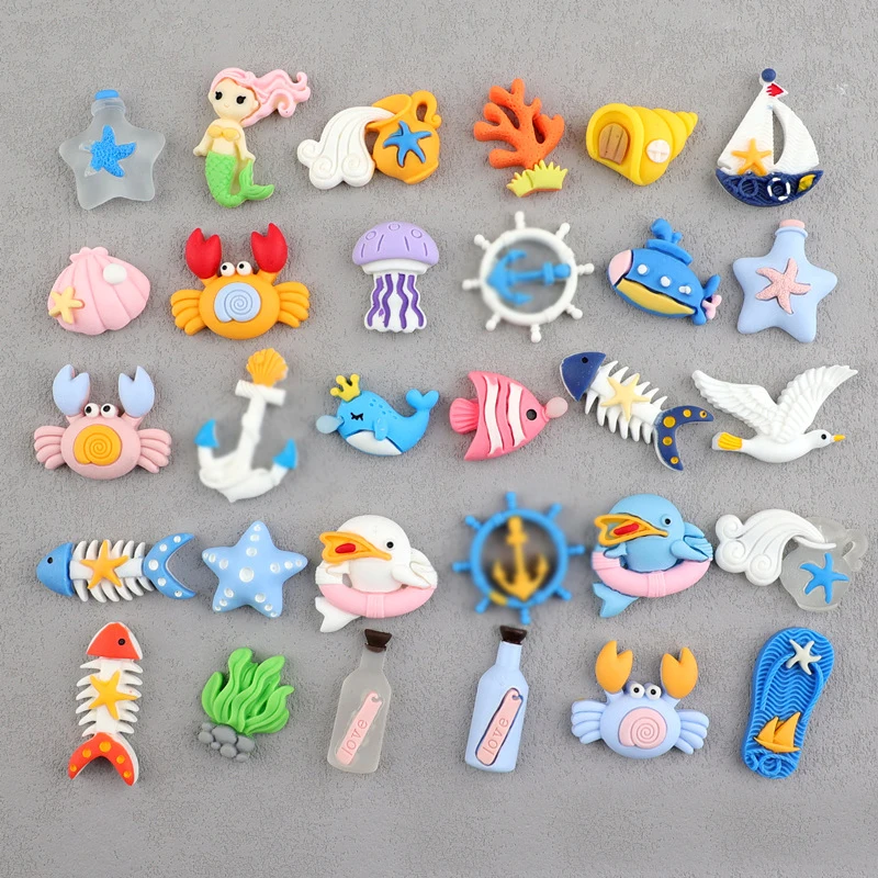 Diy Fashion Design Cute Resin Ship Lifebuoy Starfish Boat Anchor Ocean Element Accessories Fun Mini Children's Headwear Wholesal