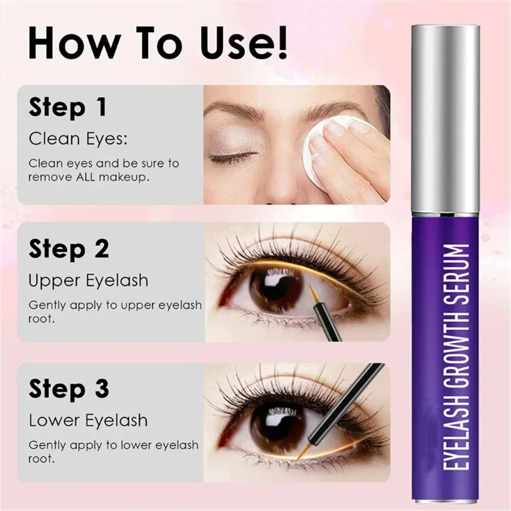 Soro de crescimento de cílios 7 dias natural intensificador de cílios mais cheio mais grosso produtos de tratamento de cílios cuidados com os olhos maquiagem