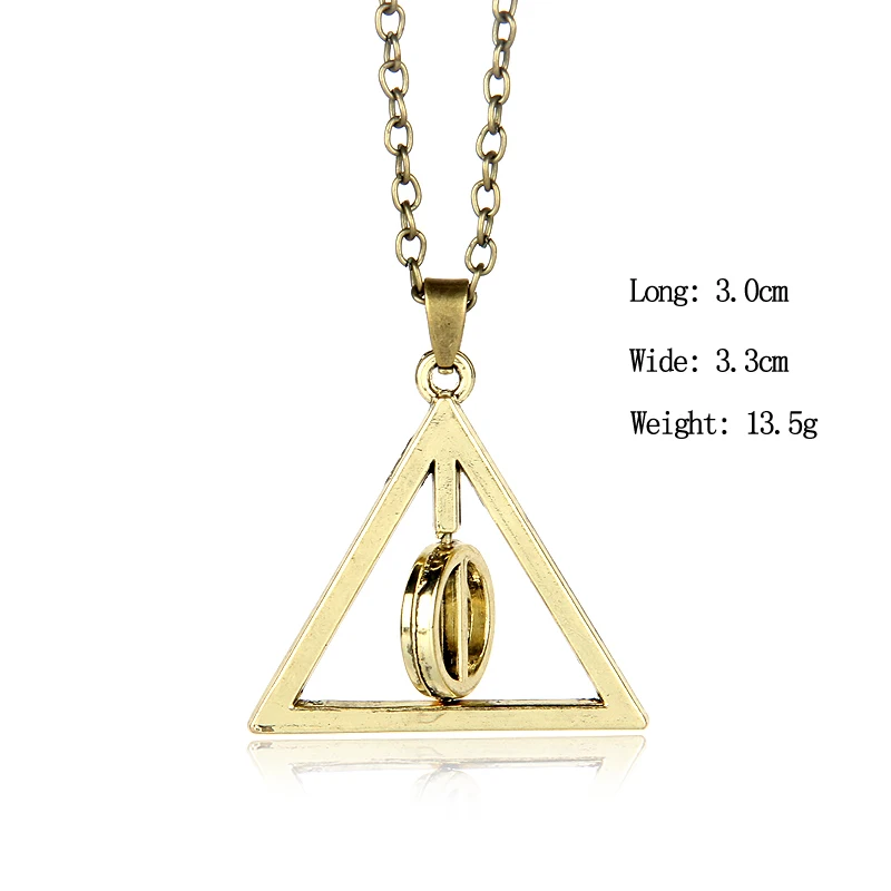 Triangle Necklace The Deathly Hallows Pendant Action Toy FiguresMovie Trendy Jewelry Chain Women Men Accessary Choker Collares