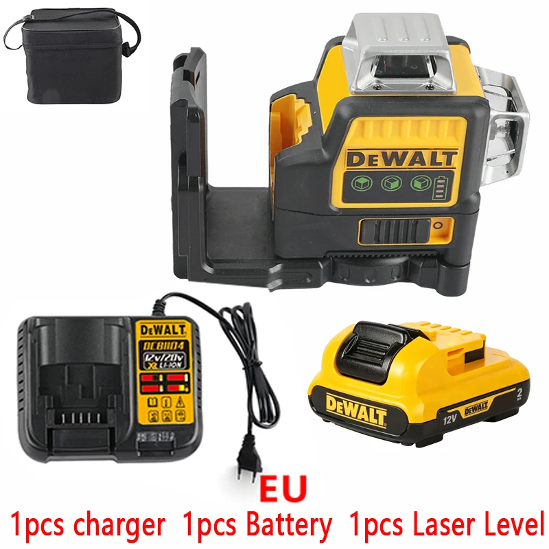 2026 12V DEWALT DW089LG Lithium Battery Green Laser Level 12 Lines 3 Sides 360° Horizontal Vertical Outdoor Leveling Measurin