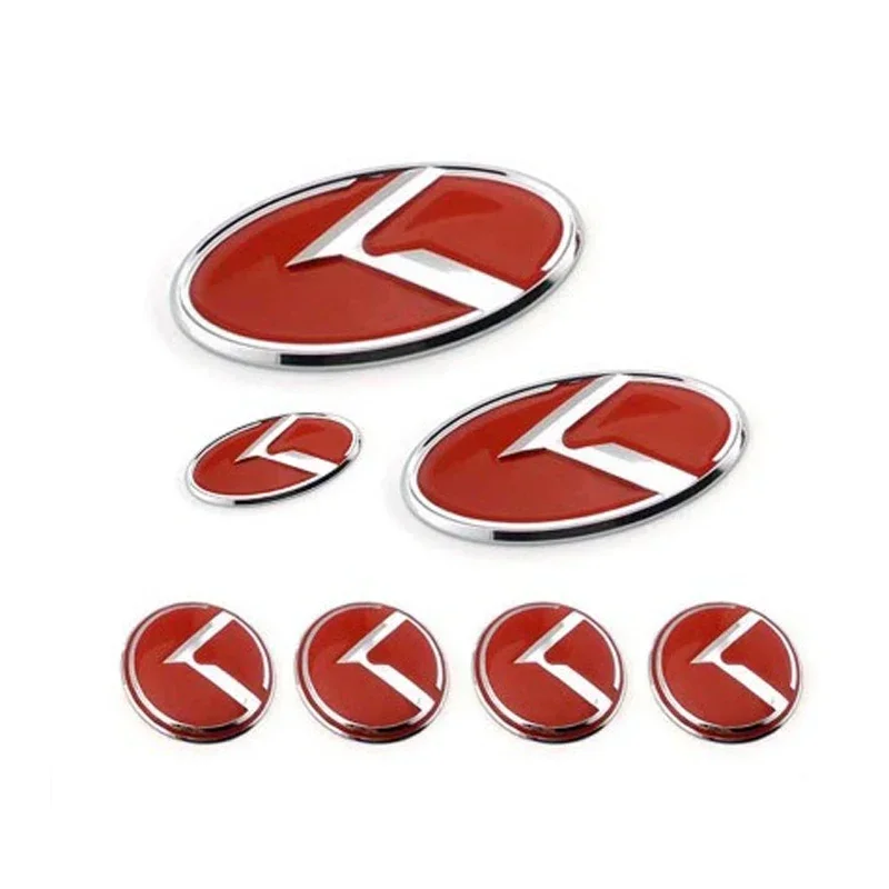 7pcs ABS Auto Emblem for KIA K2 K3 KX3 K5 Sorento Rio Forte Sportage Ceed Optima Carens Front Trunk Steering Wheel Hub Stickers