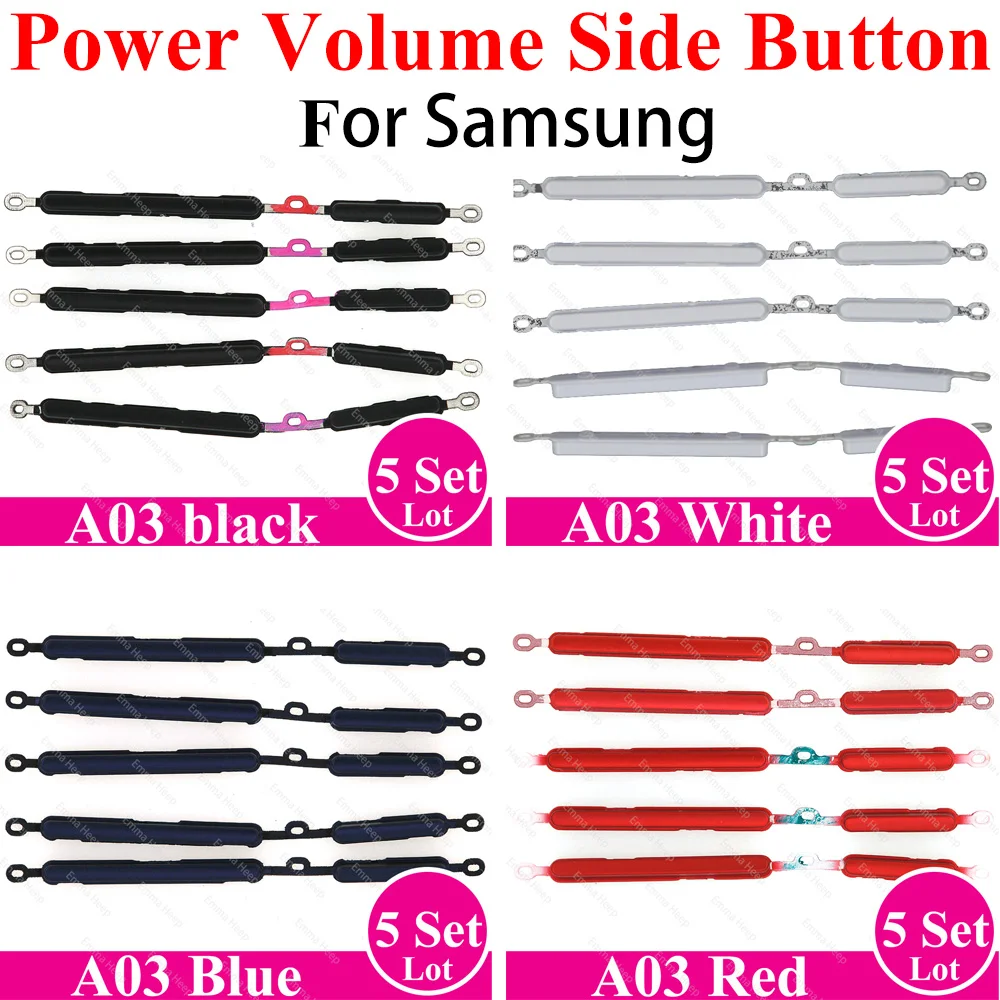 5Set Power Volume Seiten taste Taste für Samsung A01 A02 A02S A03 Telefon gehäuse ein aus nach oben nach unten kleine Ersatzteile