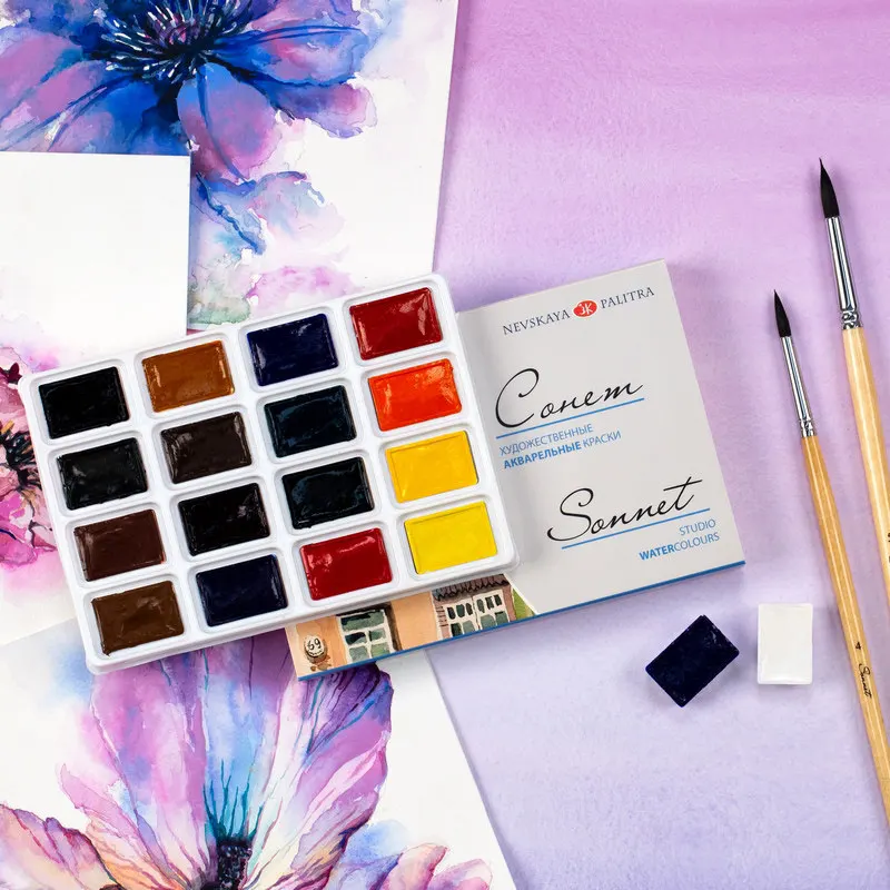 Russia White Nights Solid Watercolor Paints Conem Sonnet Student/Artist Grade Painting Water Color Pigments 12/16/24/36 Colors