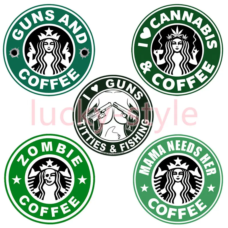 Funny Guns and Coffee Car Sticker Zombie Coffee Decals Interesting Car Body Suitcase Vinyl Decals Hot Sale Car Accessories Decor