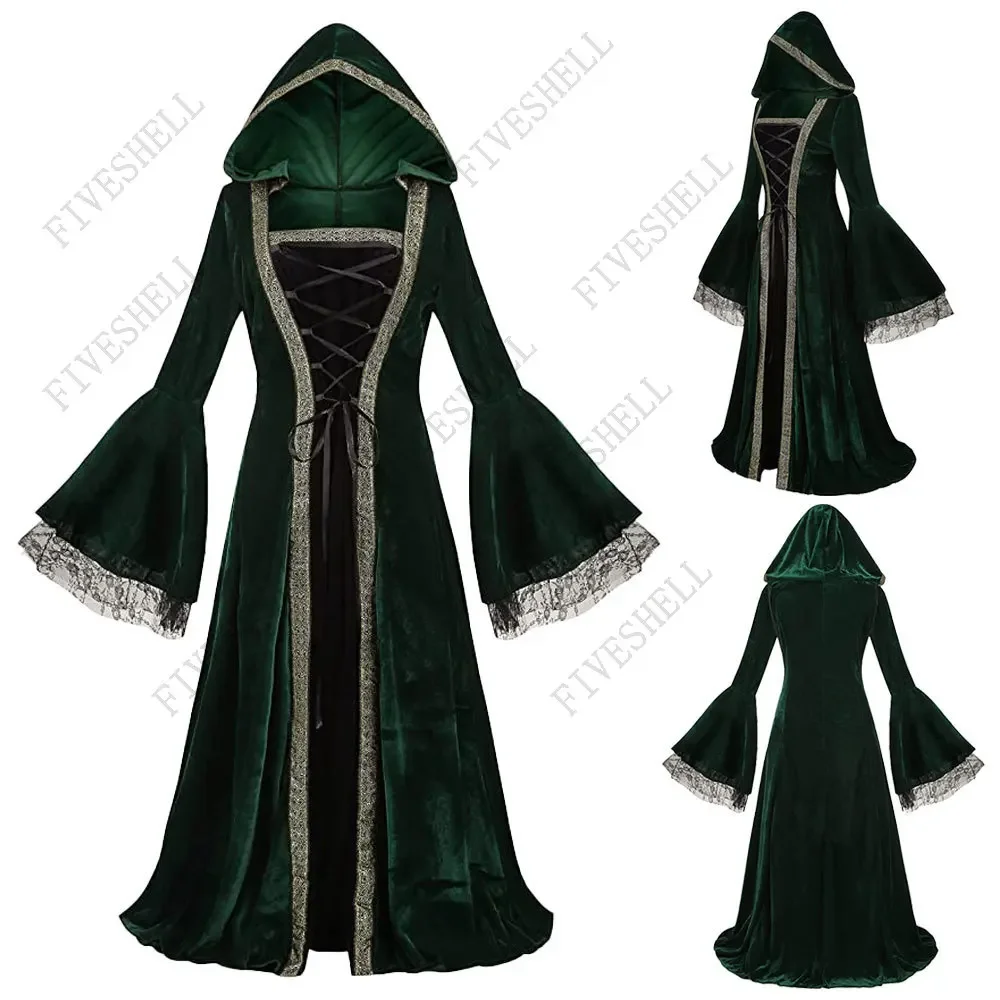 MedievalWomen Celtic Floor Length Dress Cosplay Costumes Carnival Middle Ages Stage Performance Gothic Court Victoria Dresses