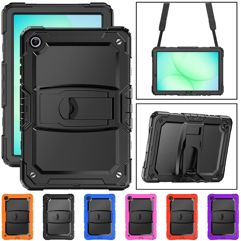 

For Samsung Tab A8 A9 A11+ Plus 11 inch SM-X230 X210 X200 8.7" X110 X130 Kickstand Strap Shockproof PC Tablet Case Rugged Funda